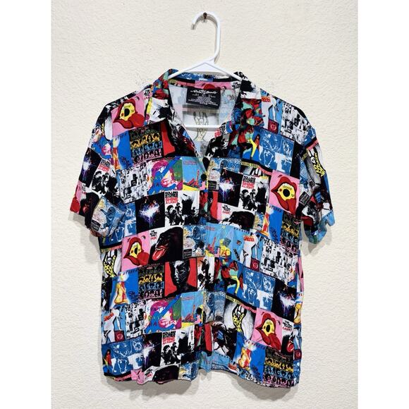 The Rolling Stones All Over Print Album Cover Button Up Small - Picture 1 of 7